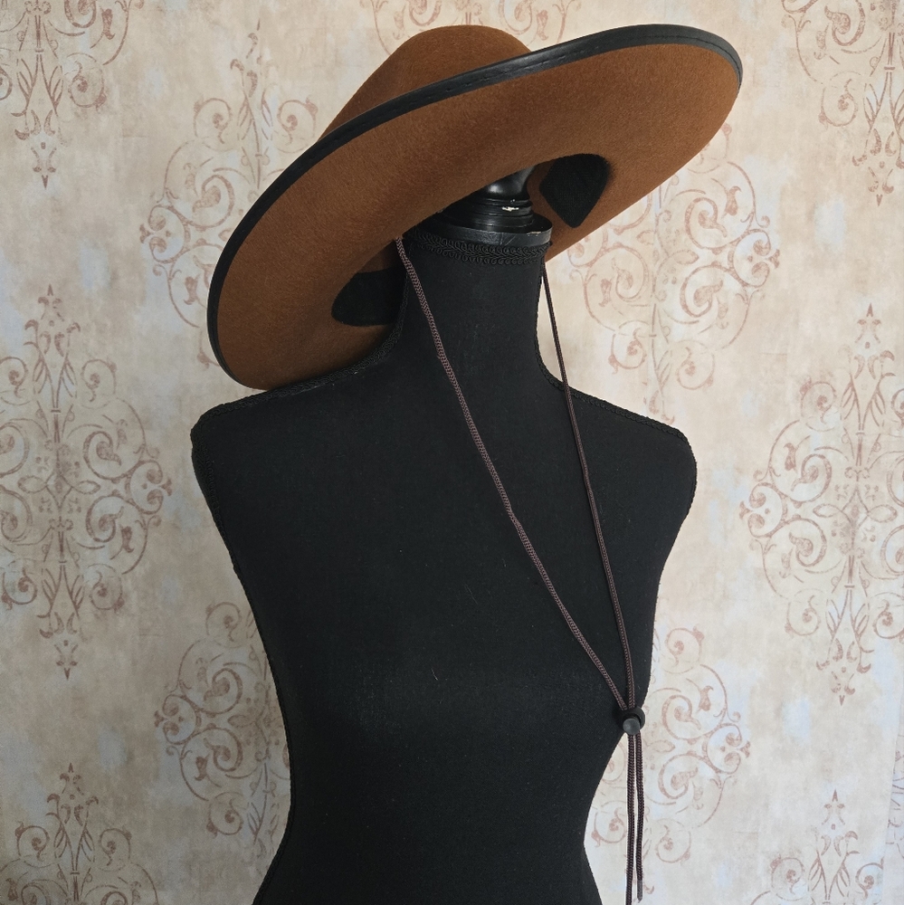Brown Wide-Brim Western Cowboy Hat With String